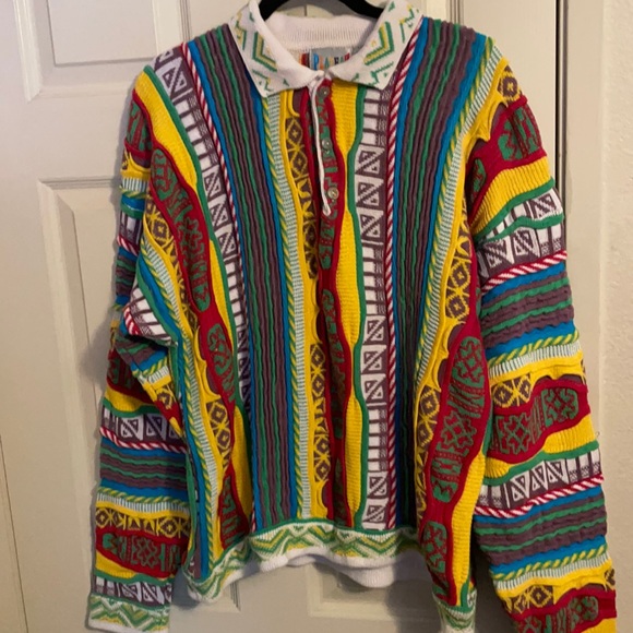 Plateau, style in Italy, Cosby Biggie Vibrant colors Vintage 90s sz L Sweater